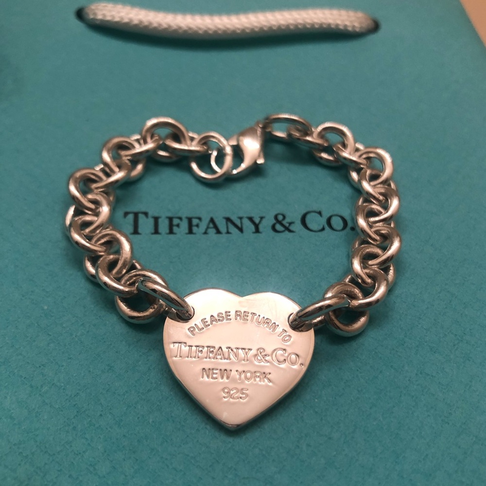 New: Tiffany Custom Engraved Heart Tag Bracelet